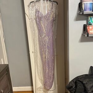 Windsor Purple and Gold Prom Dress